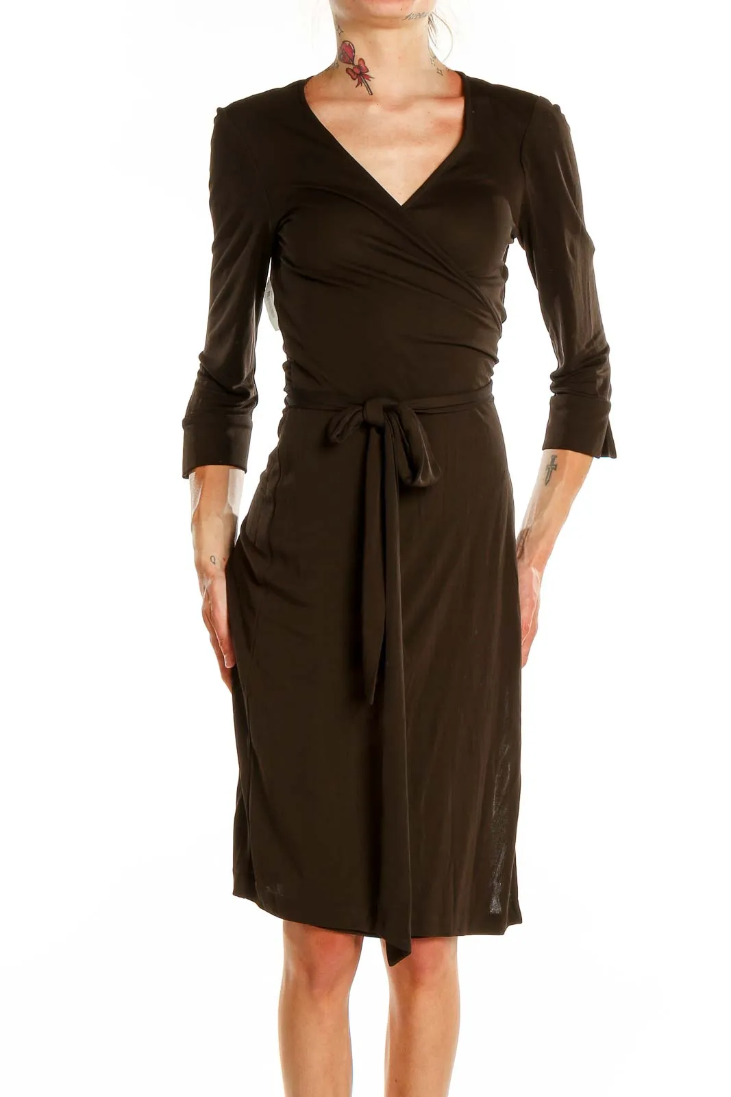 Brown Classic Wrap Dress