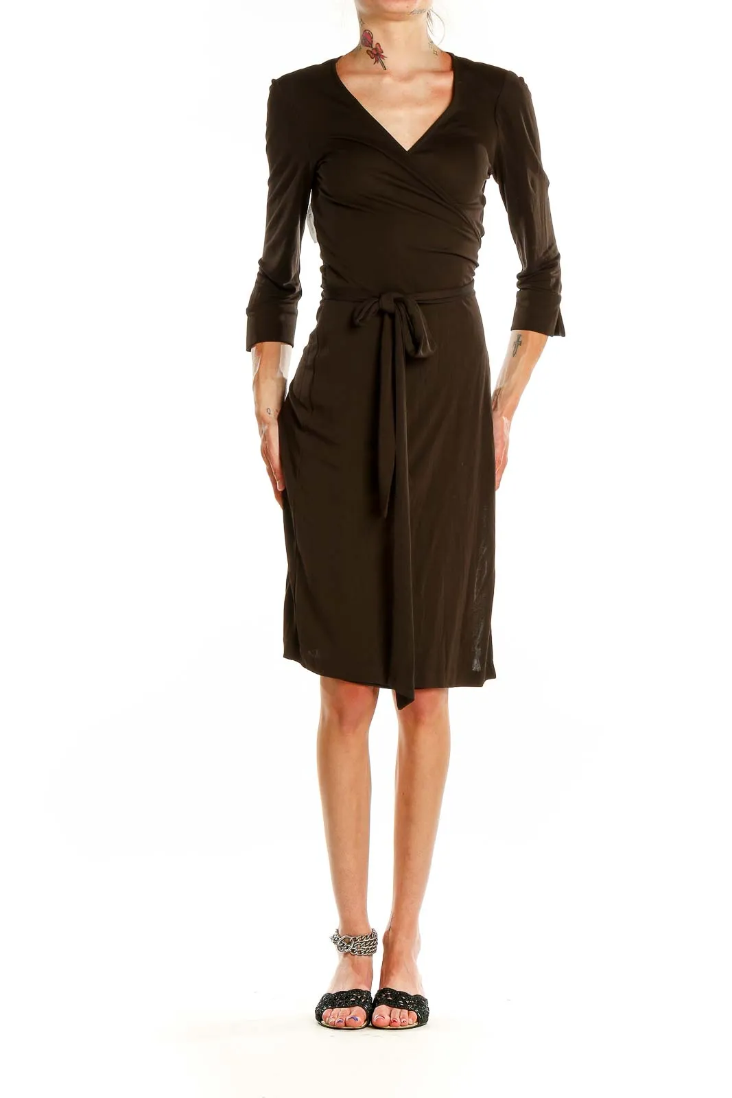 Brown Classic Wrap Dress