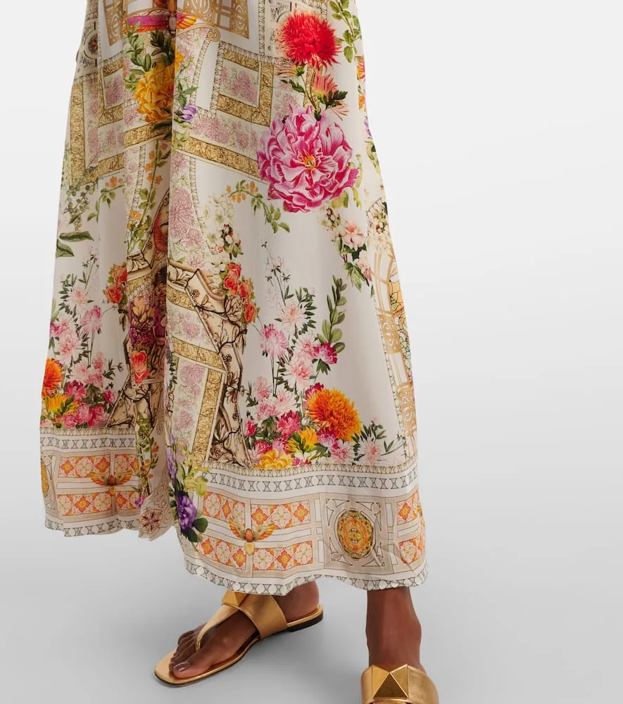 Camilla Floral shirred silk maxi dress
