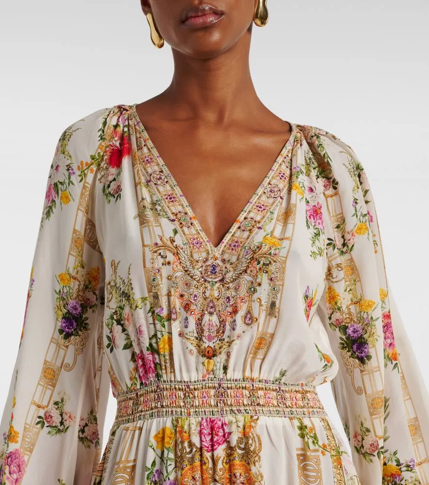 Camilla Floral shirred silk maxi dress