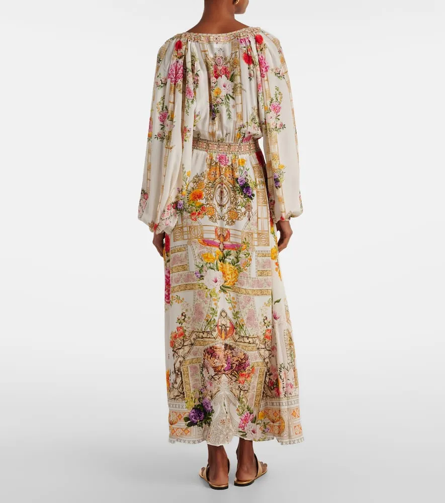 Camilla Floral shirred silk maxi dress