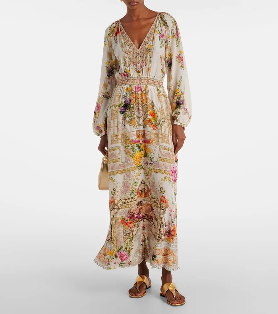 Camilla Floral shirred silk maxi dress