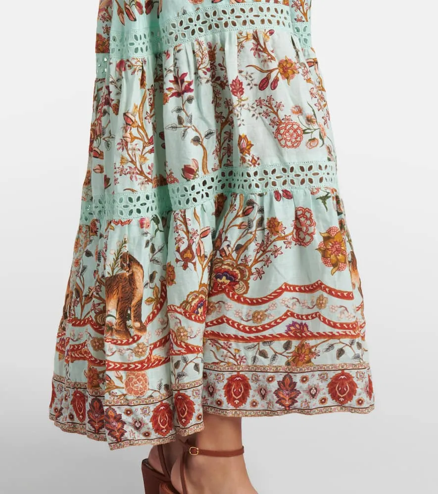 Camilla Floral tiered linen maxi dress