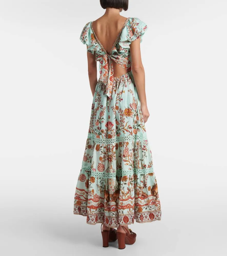 Camilla Floral tiered linen maxi dress
