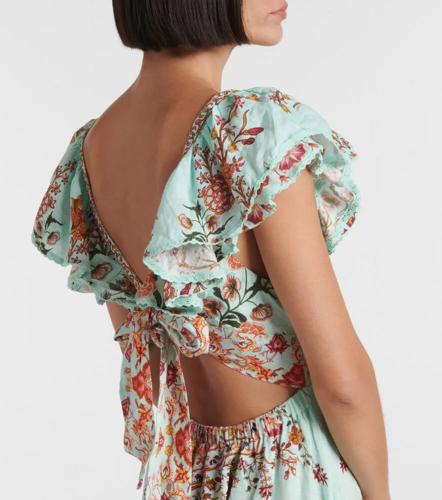 Camilla Floral tiered linen maxi dress