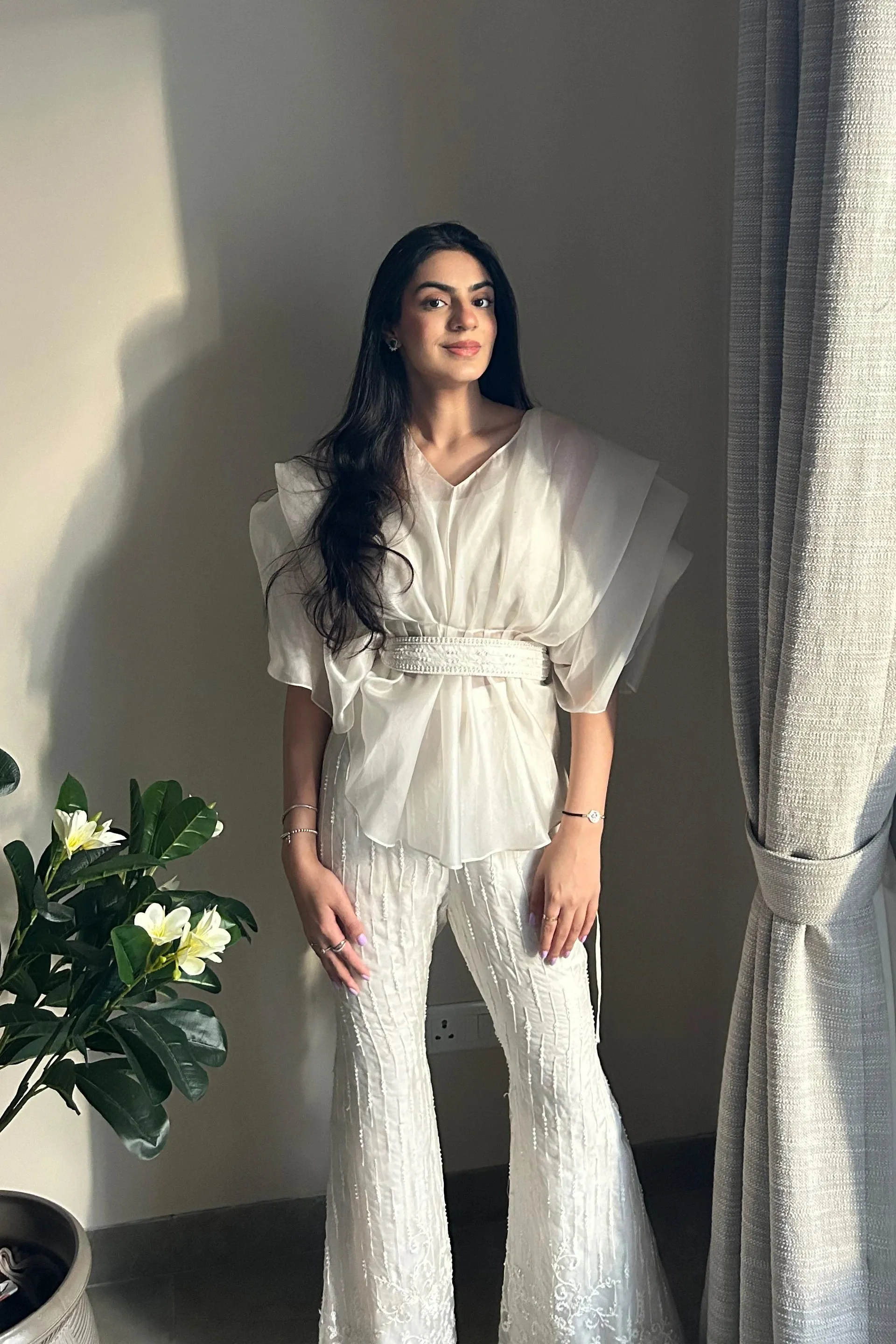 Draped Top With Bell Bottoms