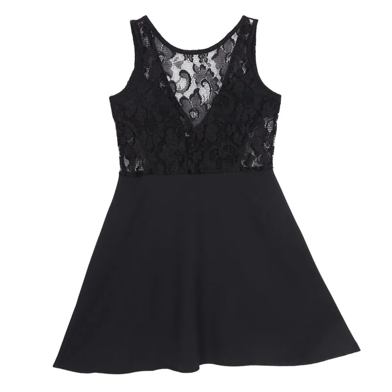 Fashion Women Sexy Sleeveless Lace Midi Dress