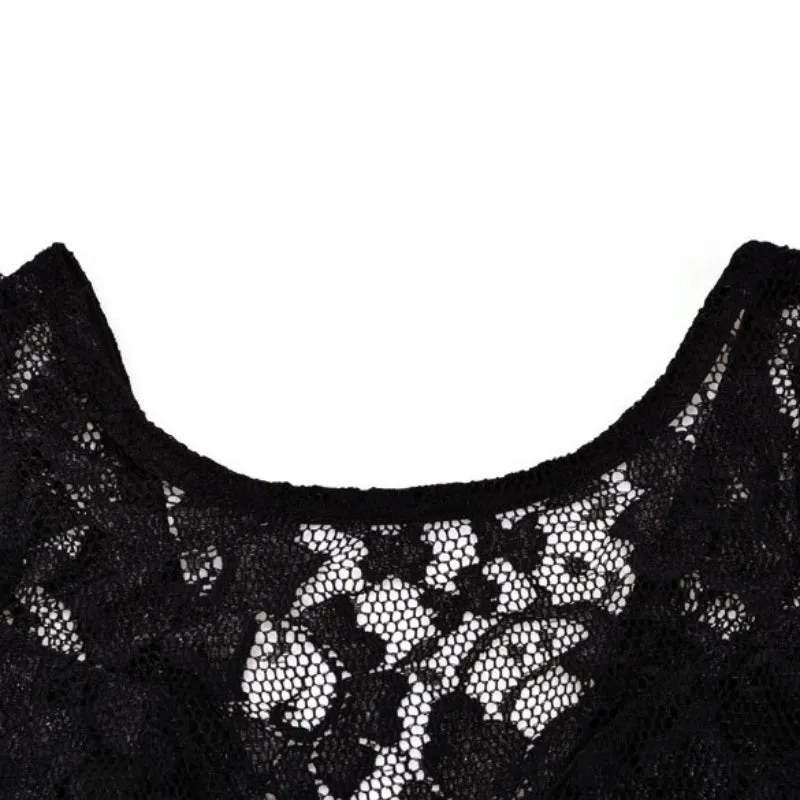 Fashion Women Sexy Sleeveless Lace Midi Dress