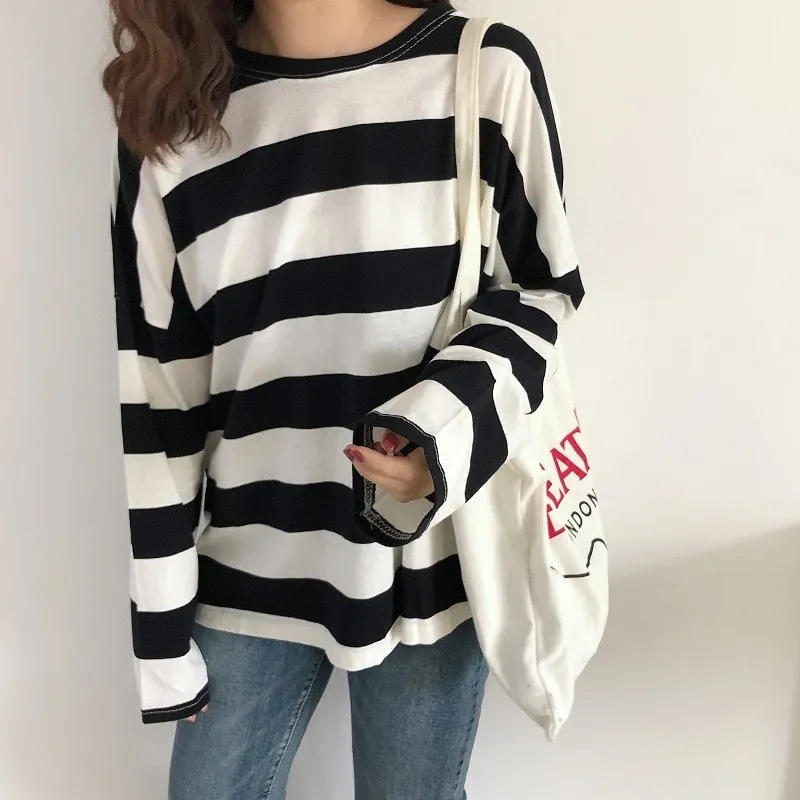 Kawaii Korean Pink Stripe T-shirts