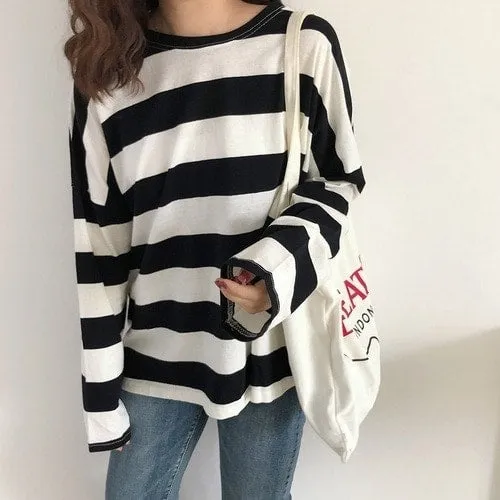 Kawaii Korean Pink Stripe T-shirts