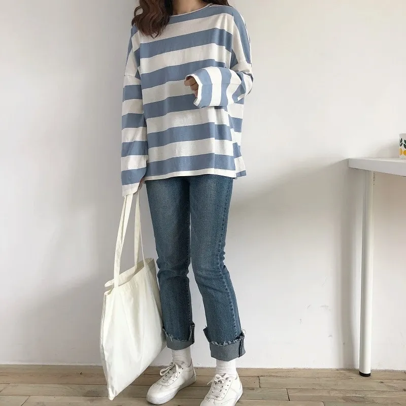 Kawaii Korean Pink Stripe T-shirts