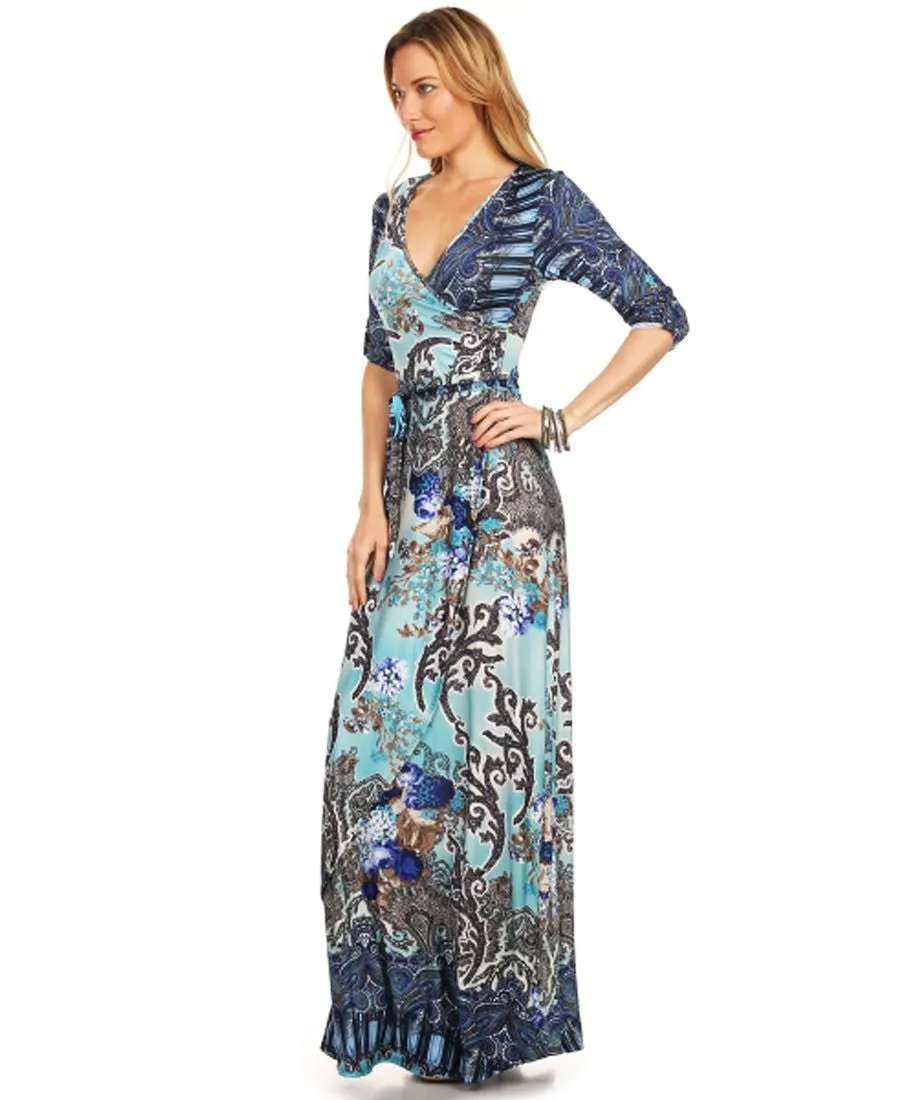 Maxi Dress with Sleeves Bombshell Blue Two