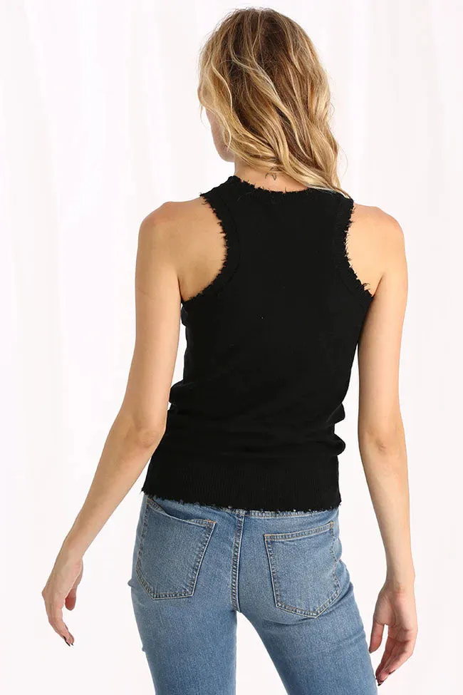 Minnie Rose Cotton Cashmere Frayed Tank