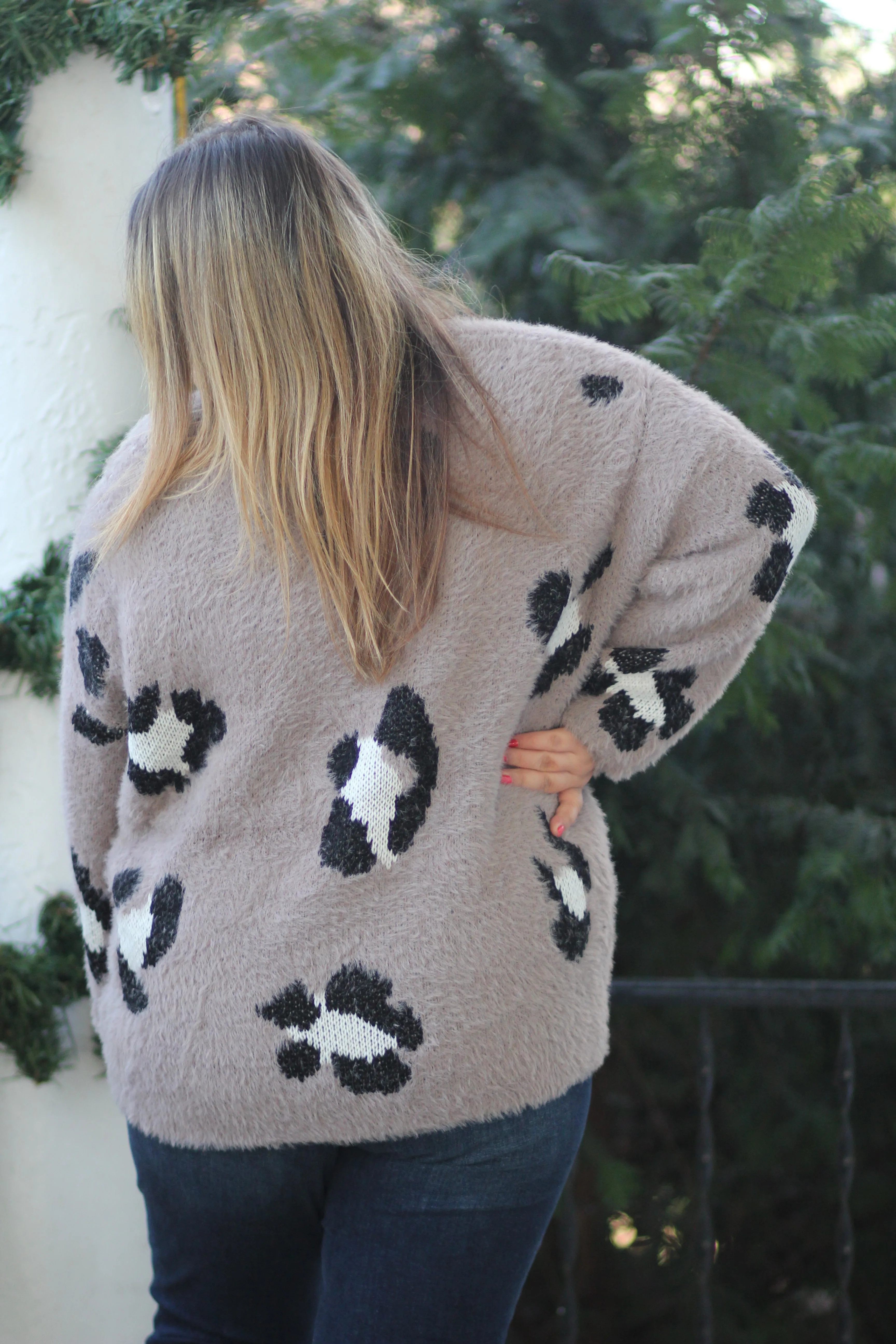 Mocha Leopard Fuzzy Knit Sweater In Regular & Curvy