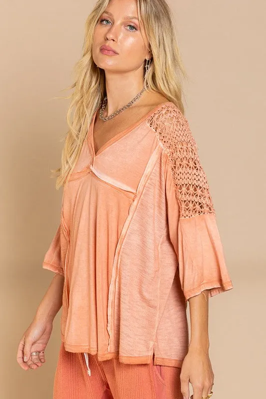 ONLINE EXCLUSIVE Feminine Boho Crochet Sleeve Top