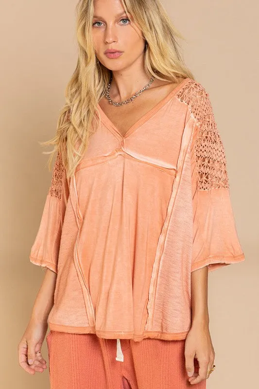 ONLINE EXCLUSIVE Feminine Boho Crochet Sleeve Top