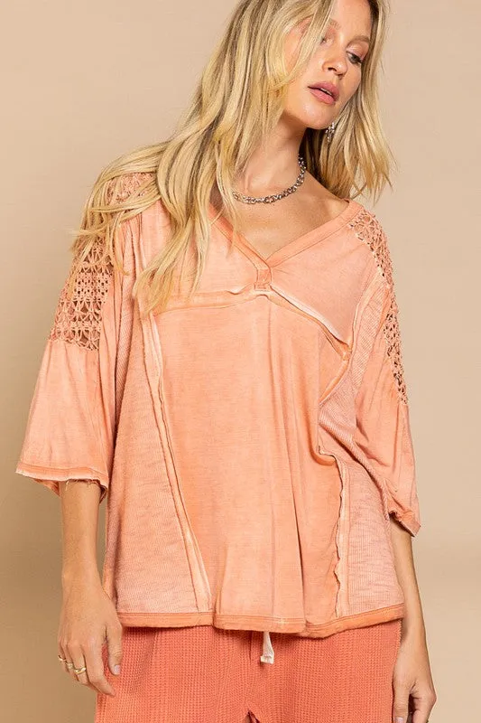 ONLINE EXCLUSIVE Feminine Boho Crochet Sleeve Top