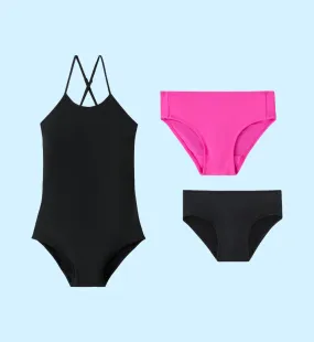THE RUBIES SWIM BUNDLE - SKY ONE-PIECE   2 BIKINI BOTTOMS