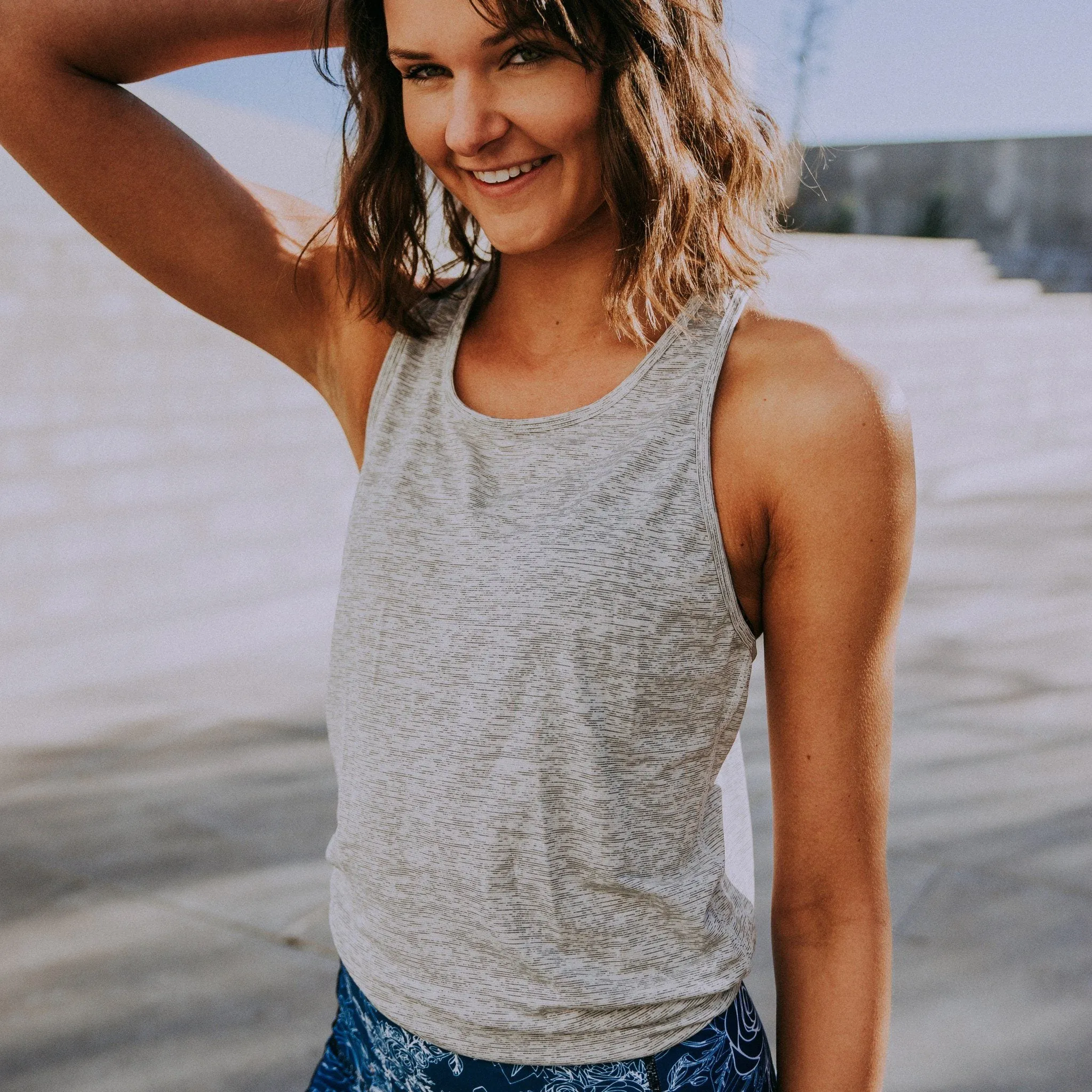 Tie Back Tank - Gray