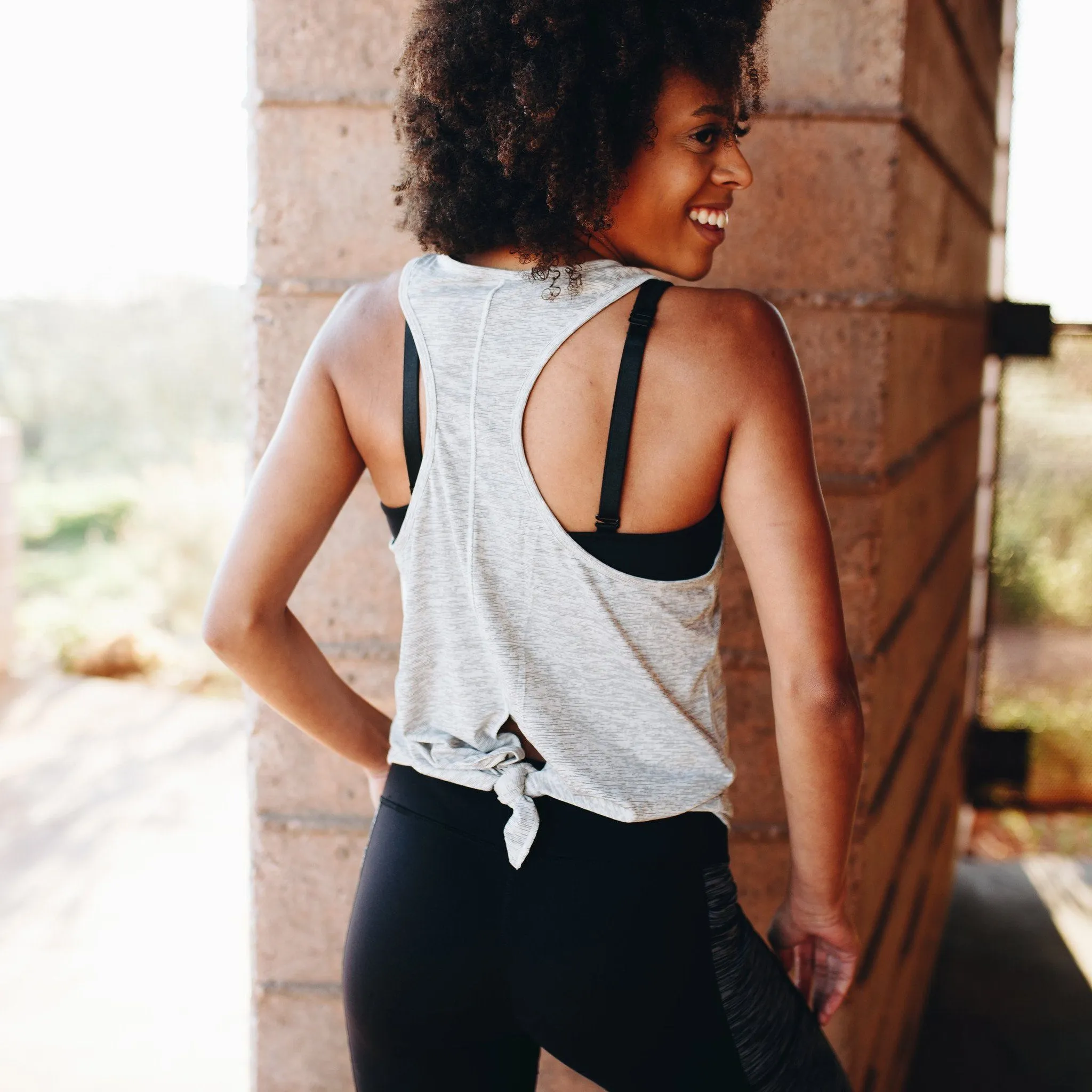 Tie Back Tank - Gray
