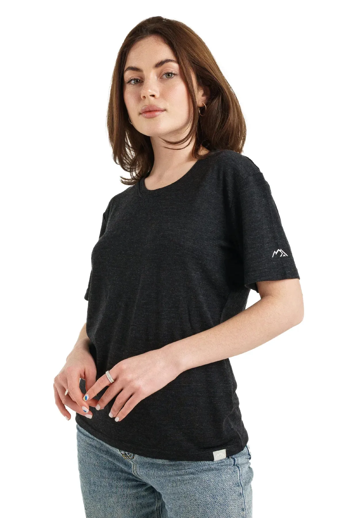 Women's Merino T-shirt 165 Melange Black | Crewneck